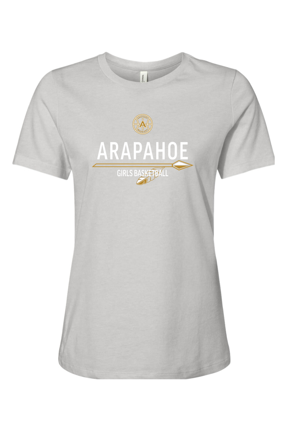 Arapahoe Girls Basketball - Women’s Relaxed Jersey Short Sleeve Tee BC6400 Athletic Gray or Black FE