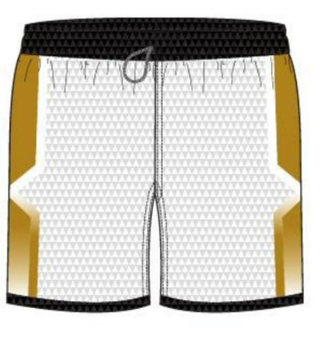 Arapahoe Boys Basketball - Feeder - Reversible 7" Game Shorts - Black White & Gold