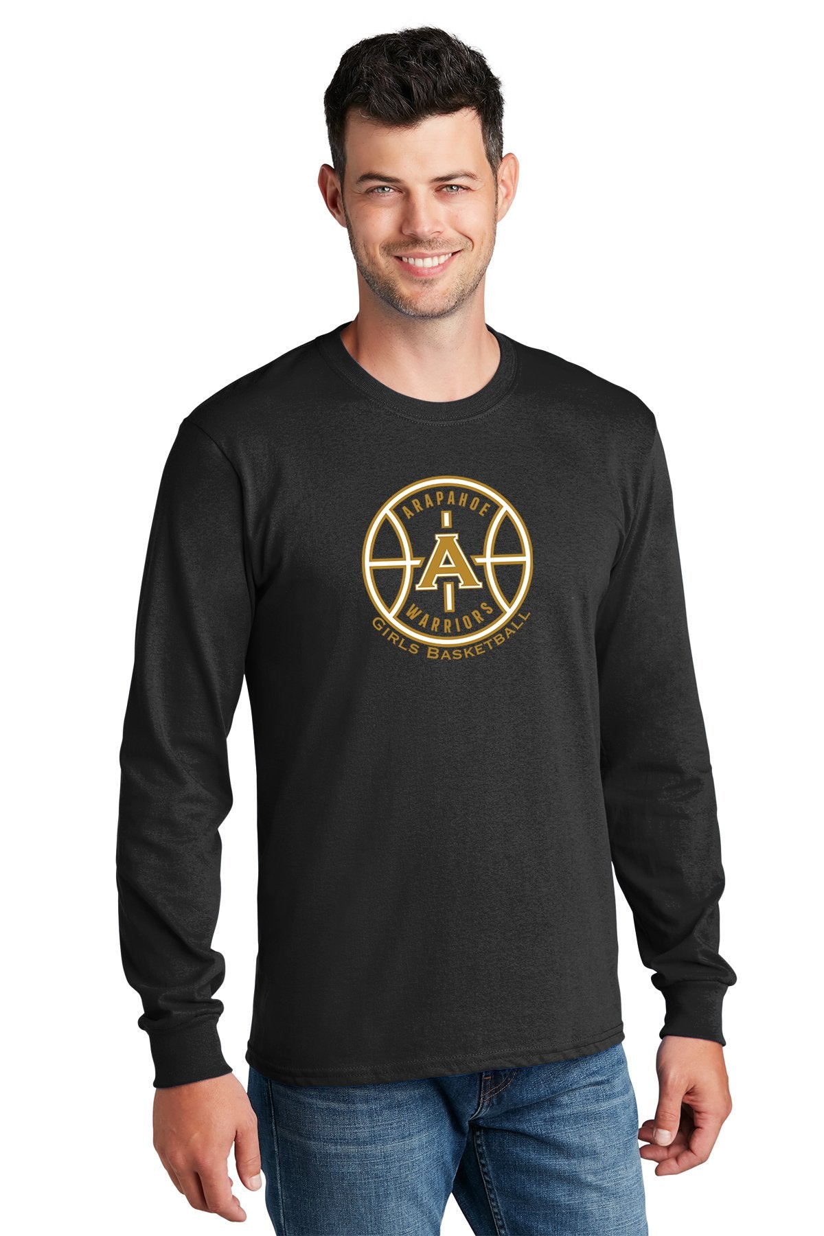 Arapahoe Girls Basketball - Adult Long Sleeve Core Cotton Tee Black or Gray
