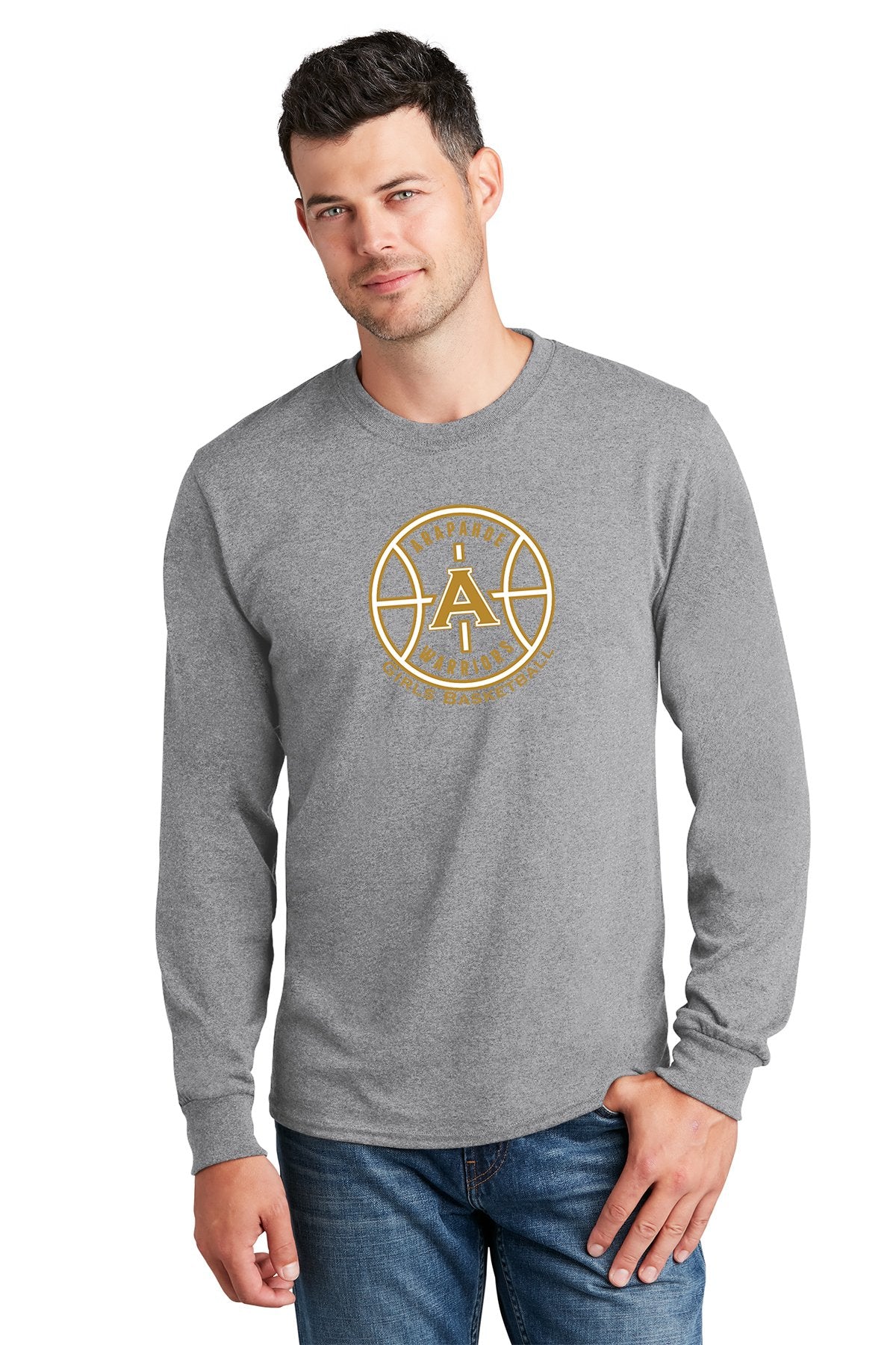 Arapahoe Girls Basketball - Adult Long Sleeve Core Cotton Tee Black or Gray