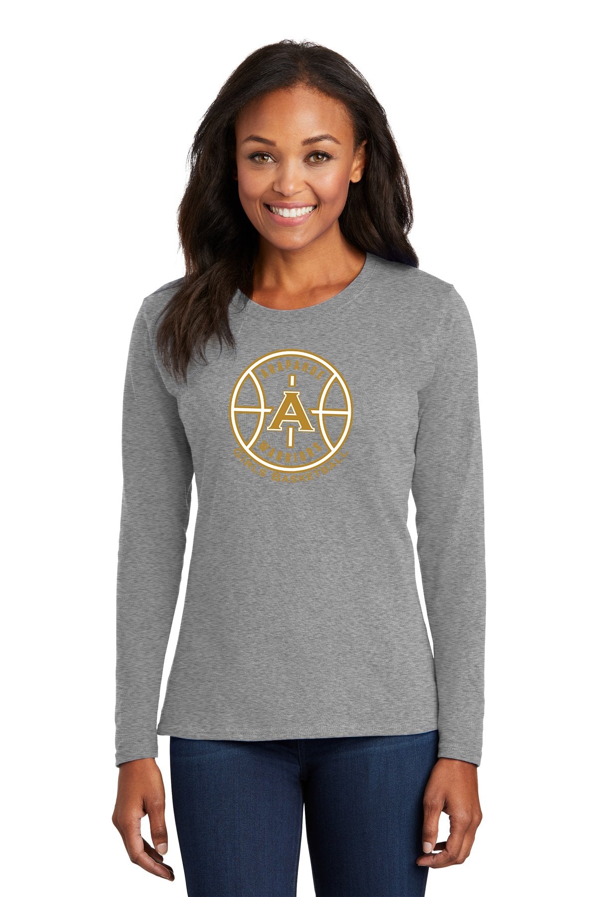Arapahoe Girls Basketball - Ladies Long Sleeve Core Cotton Tee Black or Gray