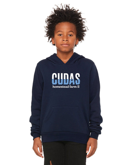 HF2 Cudas - 3719Y Bella + Canvas Navy Youth Sponge Fleece Pullover Hooded Sweatshirt