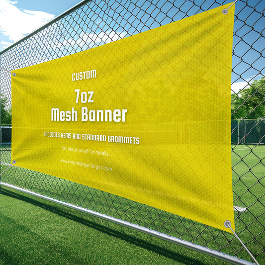 7oz mesh Banner - 10' x 5' full color 7oz mesh banner with hems and grommets