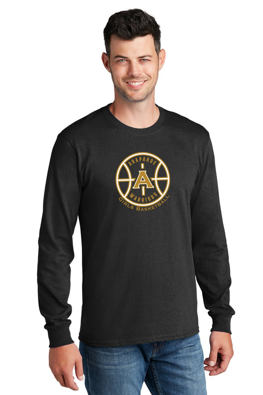 Arapahoe Girls Basketball - Adult Long Sleeve Core Cotton Tee Black or Gray