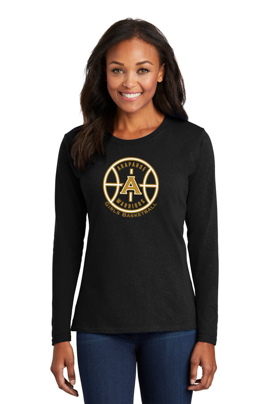 Arapahoe Girls Basketball - Ladies Long Sleeve Core Cotton Tee Black or Gray