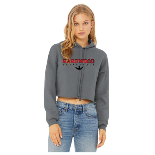 Hardwood - BELLA+CANVAS ® Women’s Sponge Fleece Cropped Fleece Hoodie - Storm Grey