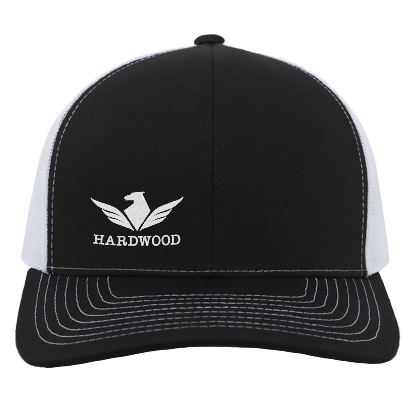 SALE! Hardwood - Embroidered Hat - Black/White/White - Mesh - Snap Back One size fits all - 104c