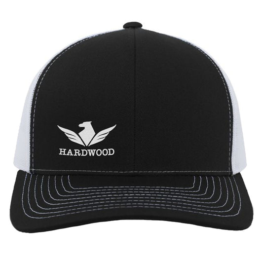 SALE! Hardwood - Embroidered Hat - Black/White/White - Mesh - Snap Back One size fits all - 104c